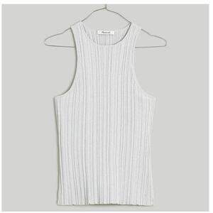 NWT Madewell Phoebe Snowy Silver Cutaway Ribbed Tank Size L